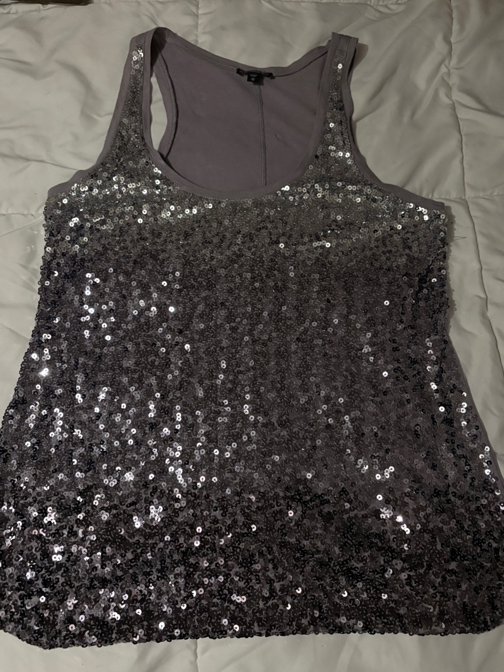 Express Lavender Silver Sequin Tank Top Y2K